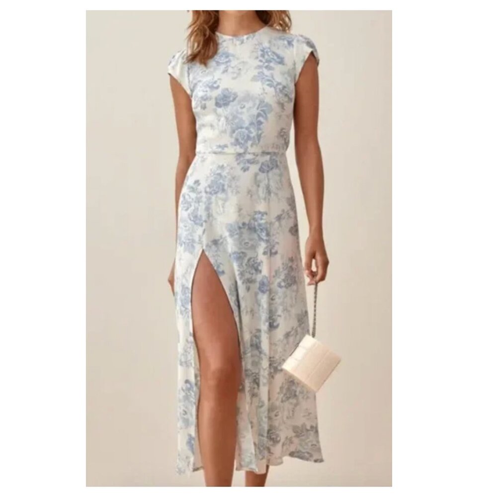 Reformation Blue Floral Midi Dress